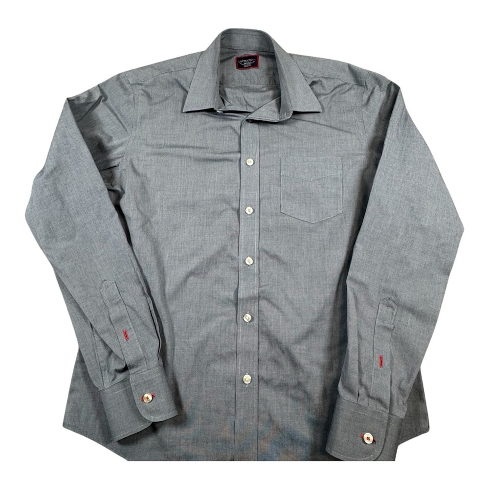 Untuckit Pio‎ Cesare Mens M Blue Gray Slim Long Sleeve Shirt